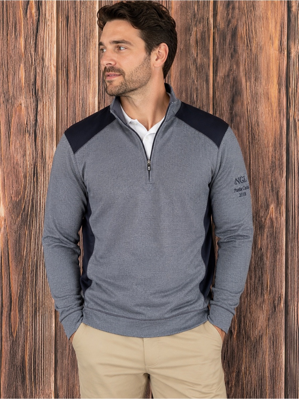 Cutter & Buck CB DryTec Quarter Zip Pullover Gray Black Men’s Medium